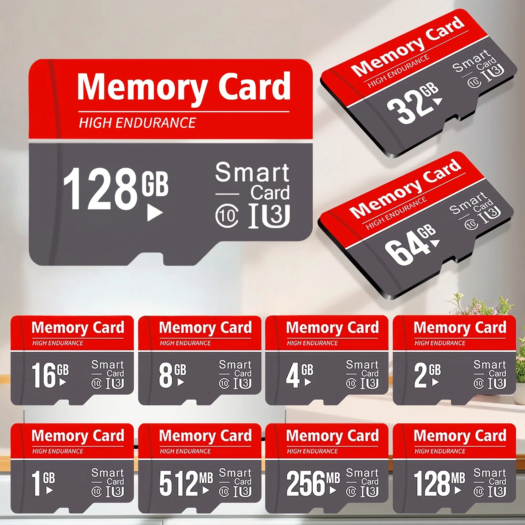 High-Speed Class 10 U3 SD Memory Card/Tf Card - Red And | Available Capacities:64GB | Reliable And Secure Performance for Smartphones, Tablets, Cameras, Surveillance Cameras