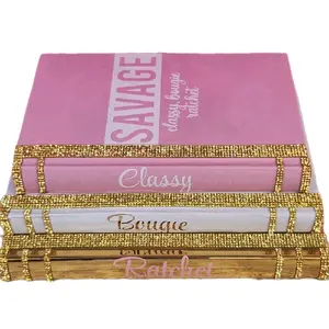 Coffee Table Book Stack (Set of 3). Glam Book Stack. Metallic Gold, White & Pink Books. “Classy, Bougie, Ratchet” Savage. Makeup Room Decor
