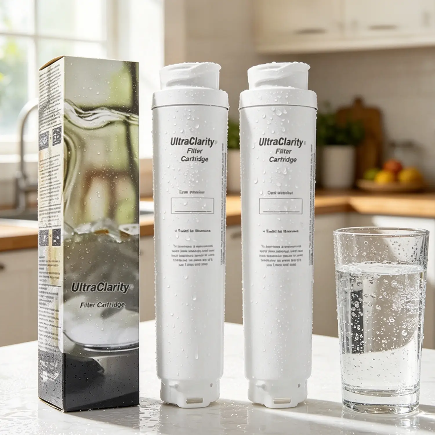 Refrigerator Water Filter Replacement 9000194412 - 100% Compatible with Bosch Ultra Clarity BORPLFTR10,REPLFLTR10,11034152,644845,9000077104,B26FT70SNS,B22CS80SNS,B22CS50SNS,Haier 0060820860 - No Leakage, Filters Up to 300 Gal, 2PACK