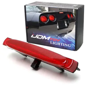 iJDMTOY Red Lens Race Car Style Strobe Featured LED Trunk Lid High Mount Third Brake Light Assembly For 1997-2004 Chevy C5 Corvette