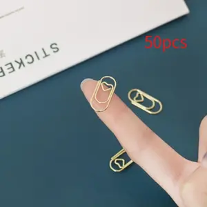50pcs /bag mini heart gold rose gold Color Clip Bookmark binder clip Office Accessories paper Clips Patchwork Clip H0481