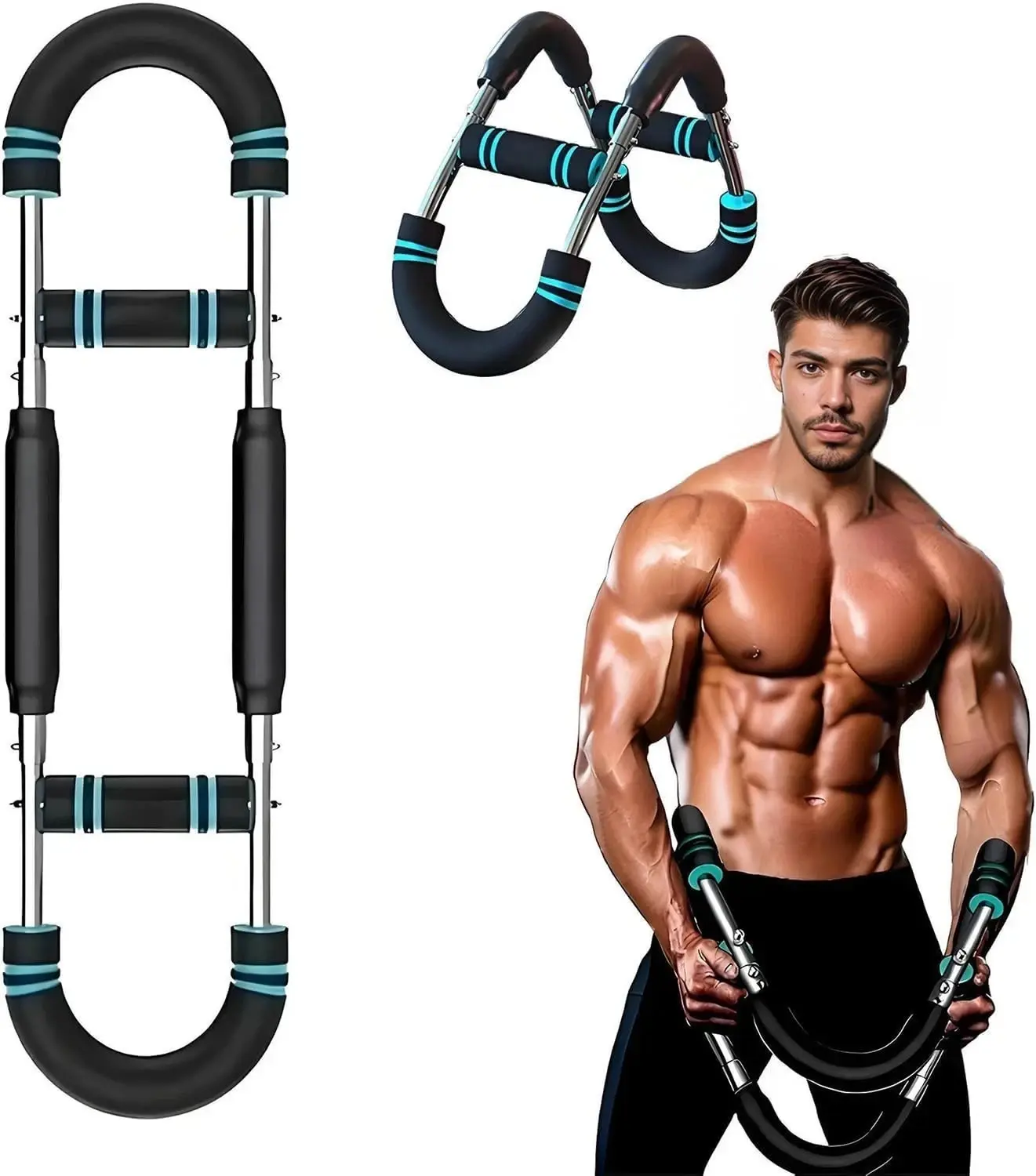 Twister Arm Trainer, Adjustable Arm & Chest Workout Equipment, Power Twister Bar with Hand Grip Strengthener, Forearm & Upper Body Exercise Equipment for Home Fitness