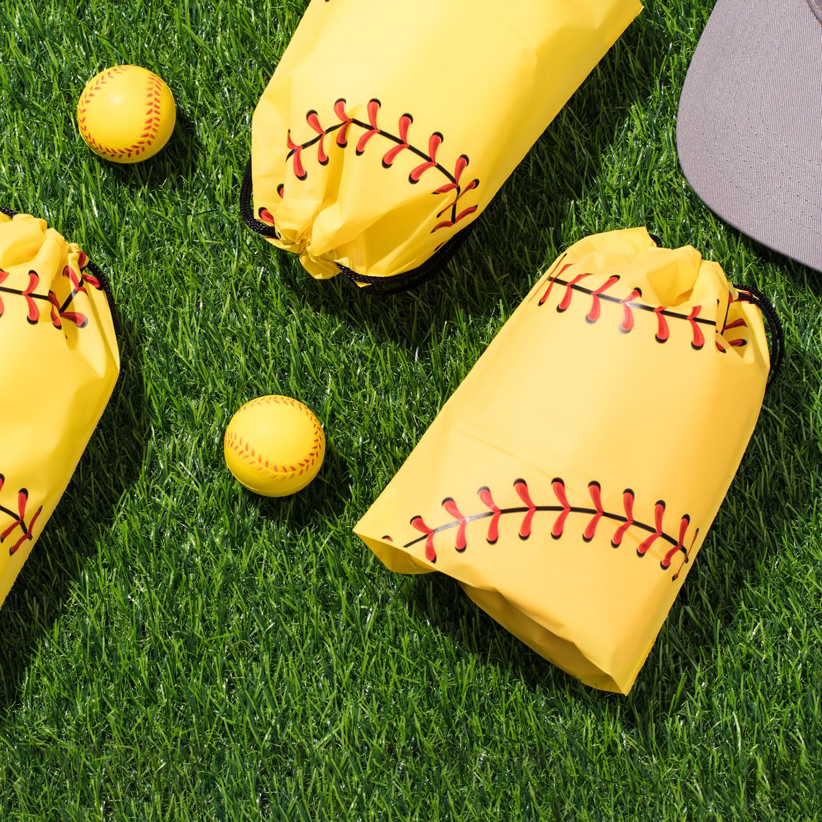 Baseball Goodie Bags 50 Pack for Boys, Includes 50 Free Baseball Stickers! EVA Waterproof Drawstring Bag for Bat, Glove & Helmet, Durable Equipment Carrier for Youth Little League, Sports Gift