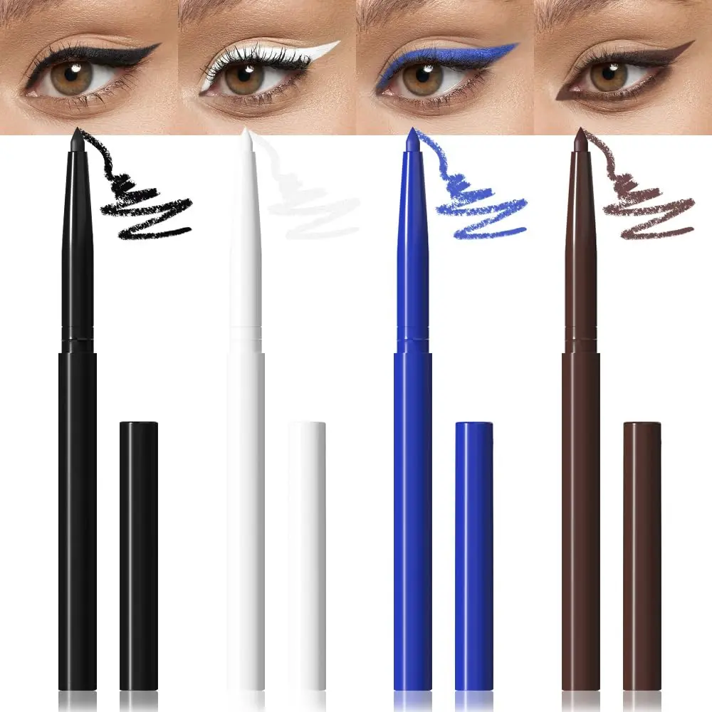 evpct Eyeliner Pencils for Eyes, Bright White Nude Under Eye Liner Pencil Makeup Waterproof Smudge Proof, Colored Gel Waterline Eyeliner Liquid, Face Paint Stick Lipstick Pen Halloween Makeup