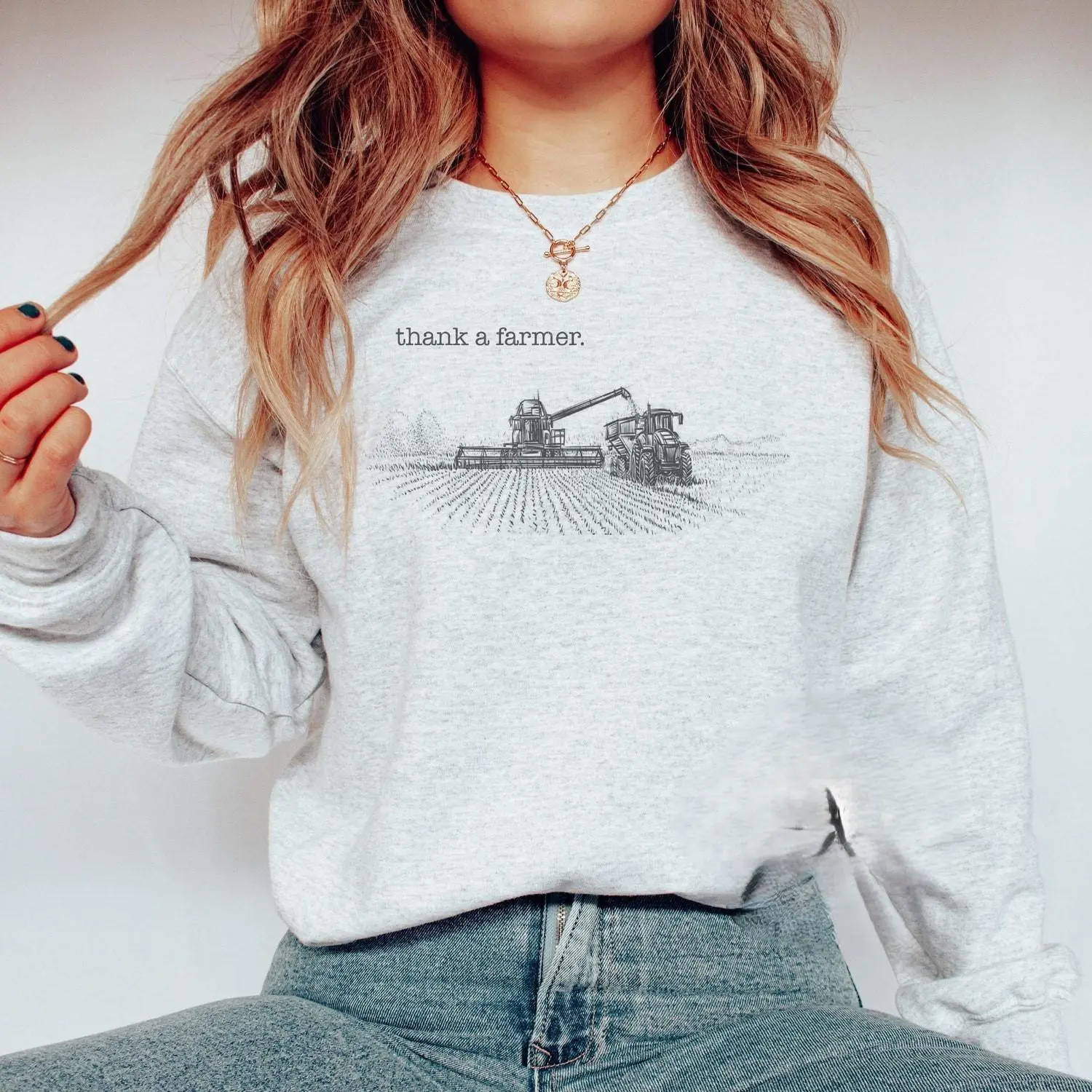 Thank a Farmer Sweatshirt, Western Country Farming T-shirt, Harvest Hoodie, Support Local Farmers Crewneck, Agriculture Hoodie, Cow Shirt