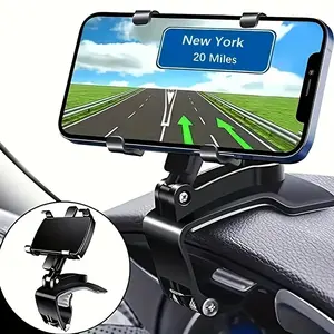 Car Phone Mount for Car Dashboard & Sun Visor, 360° Rotation 180° Tilt Adjustment Clip Mount, Universal Fit for Hands-Free Drive, Compatible with iPhone 11/12 Pro Max XS Max XR 8 8Plus 7 Samsung Galaxy S10 S9 S8 LG and More