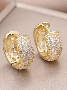 Cute Hoop Earrings with Synthetic Zirconia, Synthetic Zircon Stone, Women's Wedding Jewelry Gift for Birthdays & Anniversaries