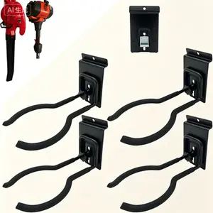 Adjustable Hook Set for Wall Panels, 8-Inch Lockable Organizer Hanger for String Trimmers, Heavy Duty Garage Utility Hook, Slatwall Power Tool Storage Accessories 4 Pack