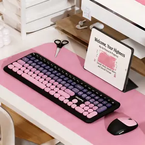 MOFii Raspberry Pink Keyboard & Mouse Set | Wireless 2.4G, Slim Full-Size Quiet Keyboard, Computer Keyboard, Works with Desktops/Laptops, US QWERTY (Battery Not Included)