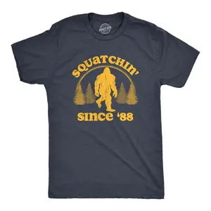Mens Squatchin Since 88 T Shirt Funny Cool Retro Sasquatch Bigfoot Novelty Tee for Guys Mens Funny T Shirts Cool Vintage Fashion T-Shirt Gift Classic Menswear Funny Vintage Short Sleeve Novelty Tees for Guys Navy
