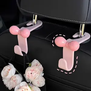 2PCS Cute Bow Car Headrest Hooks Pink & Black Aesthetic Backseat Organizer for Purses & Groceries Stylish & Functional