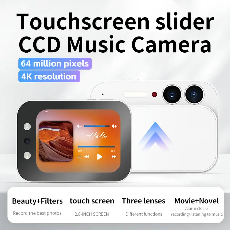 Newest Touchscreen Digital Camera Compatible for all Smart Apps - 4K 6 Triple-Lens Front Camera, Stabilization & Fill Light, Portable Point & Shoot Camera with Large Display, Ideal Gift for Vlogging/YouTube/for women/Men (//)