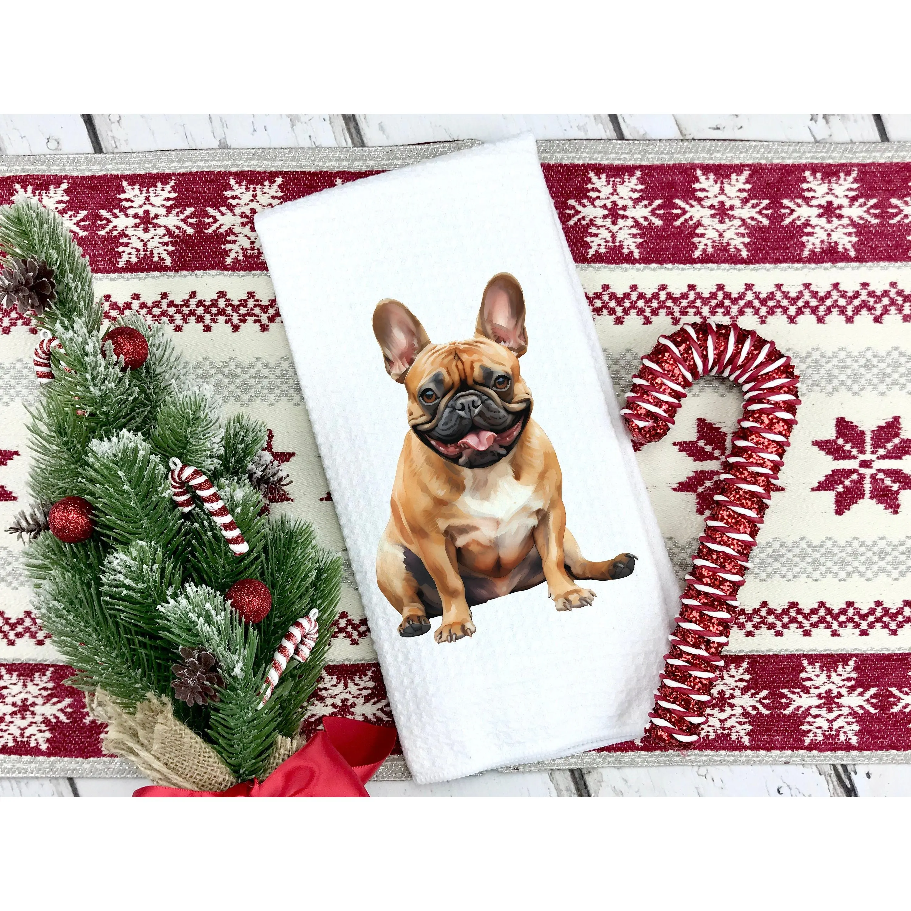Tan French Bulldog Tea Towel