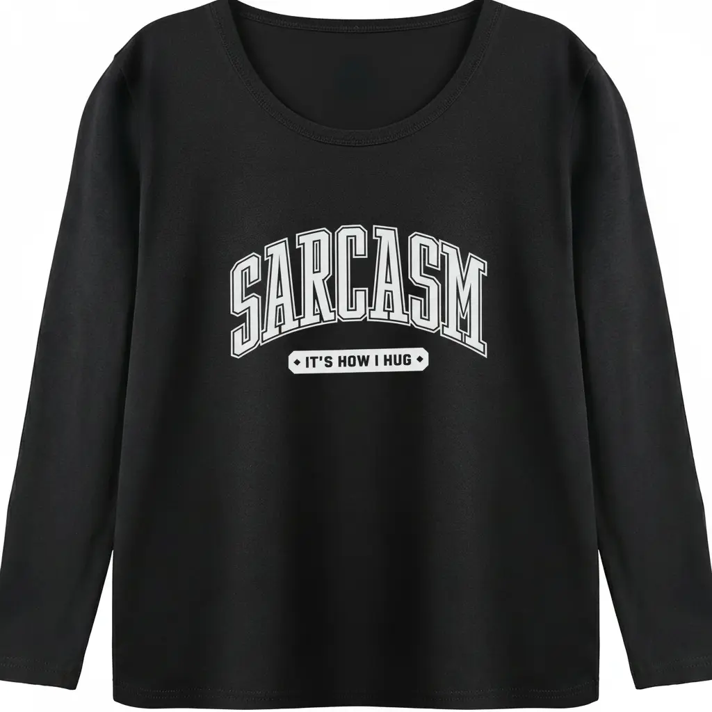 Women's "Sarcasm Is How I Hug" Funny Quote T-Shirt, Sarcastic Graphic Tee, Witty Novelty Top, Casual Summer Crewneck