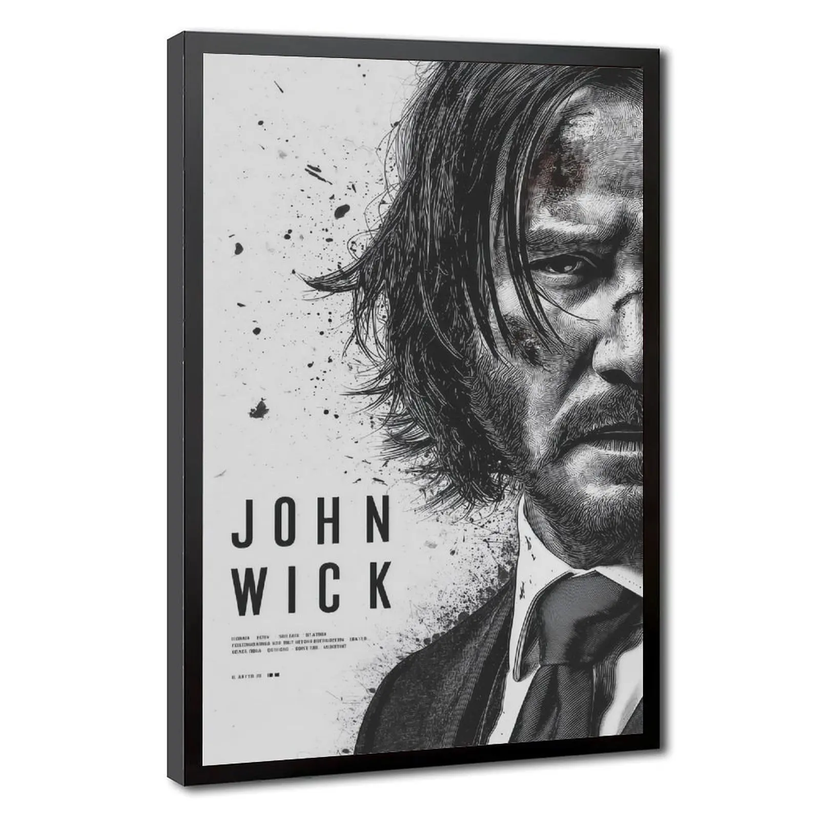 John Wick Sketch Portrait Framed Canvas Wall Art