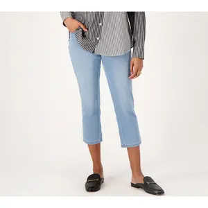 QVC Belle by Kim Gravel Women's Tall Primabelle Straight-Leg Cropped Jeans