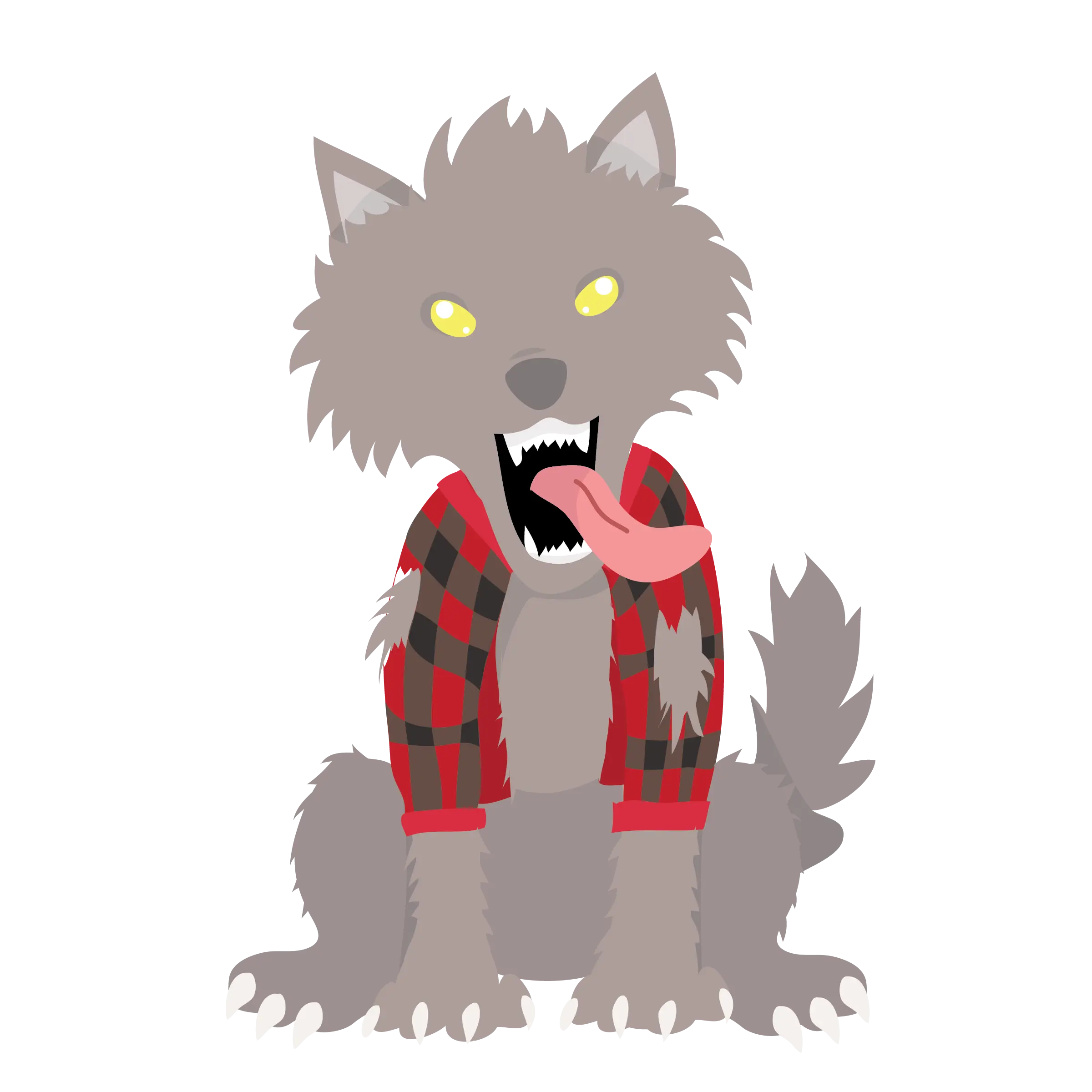Werewolf Sticker - Featuring a Wolf in a Red Plaid Sweater Design