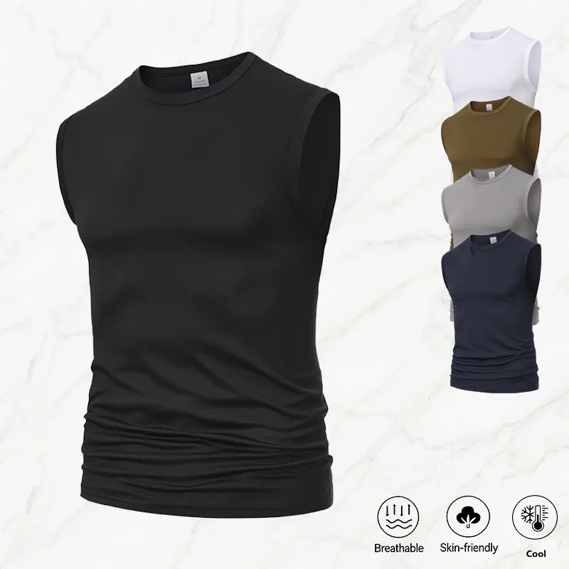 Men's breathable, lightweight sleeveless tank top with a loose fit for sports. Quick-dry crew neck sleeveless top. Men's sleeveless shirt clothing top. Gym training and exercise. Men's Outdoor Hiking Shirt.Summervibes