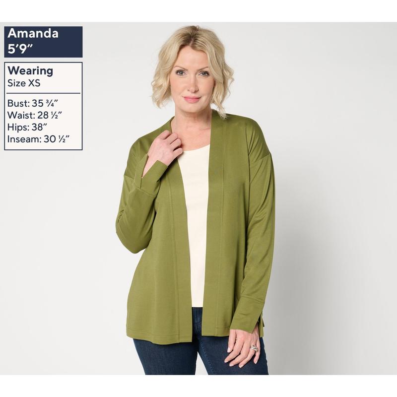 Isaac Mizrahi Live! Regular Go To Knit Open Front Cardigan