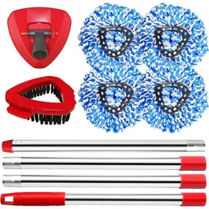 Mop Head O Cedar, Spin Mop Head for O Cedar RinseClean 2 Tank System, 4 Microfiber Mop Refills,1 Scrub Brush,1 Base and 30-58in Handle Set Combo