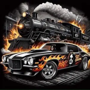 5D DIY Full Diamond Round Diamond Painting - Diamond Art Painting Kit Train, Sports Car, Flame Mosaic, Diamond Pattern Design, Canvas - DIY Decorative Painting, Home Wall Decor, Suitable for Halloween, Christmas, Birthday, Anniversary and Handmade Gifts