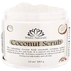 Organic Coconut Oil Scrub, Exfoliating Salt Body Scrub, Deep Cleansing for Soft Skin Remove Dead Skin Cells, Great for Toning Skin, Acne Stretch Marks Cellulite Bump Eraser, Natural Skincare Exfoliant Body Care Blend Gentle Exfoliator with Shea butter