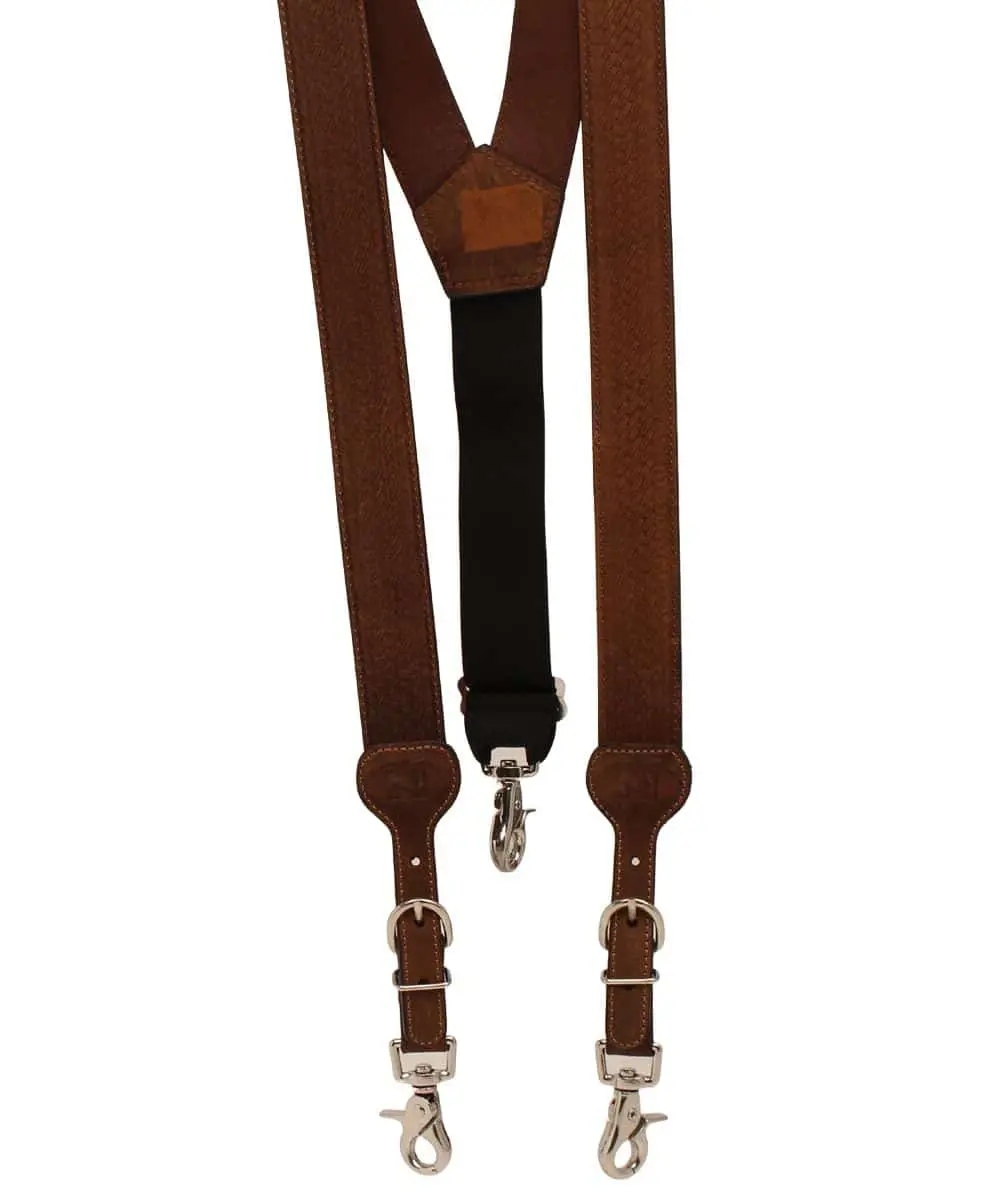 Nocona Tooled Leather Gallus Suspenders - Western, Adjustable Men's Accessories