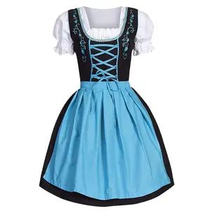 Munich Oktoberfest Beer Dress for Women - Short Sleeve Dirndl Costume, Bavarian Style Damen Vestidos