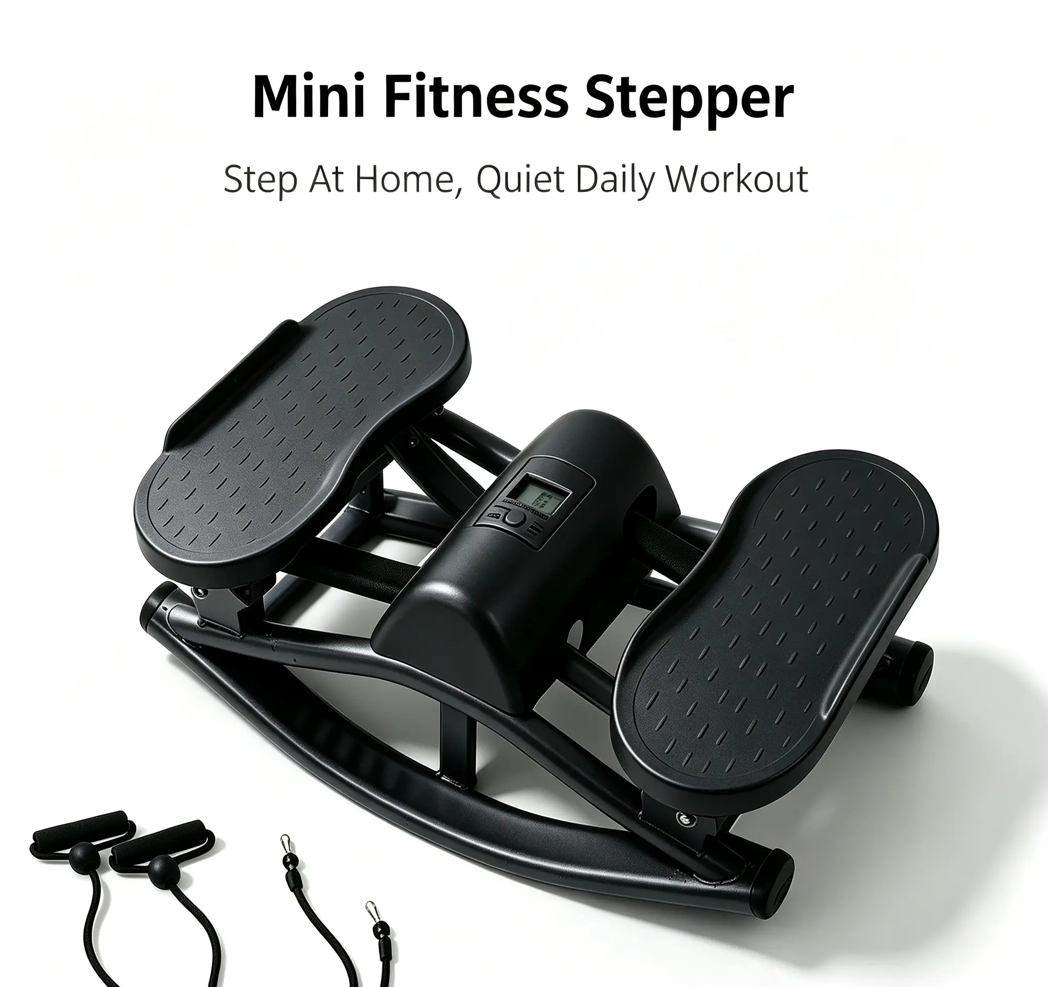 Foldable Steel Twist Stepper, Home Gym Exercise Machine with Resistance Bands, LCD Monitor, 330 lbs Weight Capacity, Space-Saving Design for Indoor Full-Body Workouts