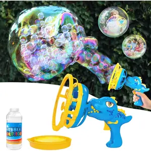 Bubble Gun Bubble Machine Dinosaur Bubble Blower Toy for Kids and Toddlers Bubble in Bubble Gun Party Favors Birthday Christmas Easter Gift for 3 4 5 6 7 8 9 Years Old Boys and Girls (Blue) Multifunctional Bubble Making Machine