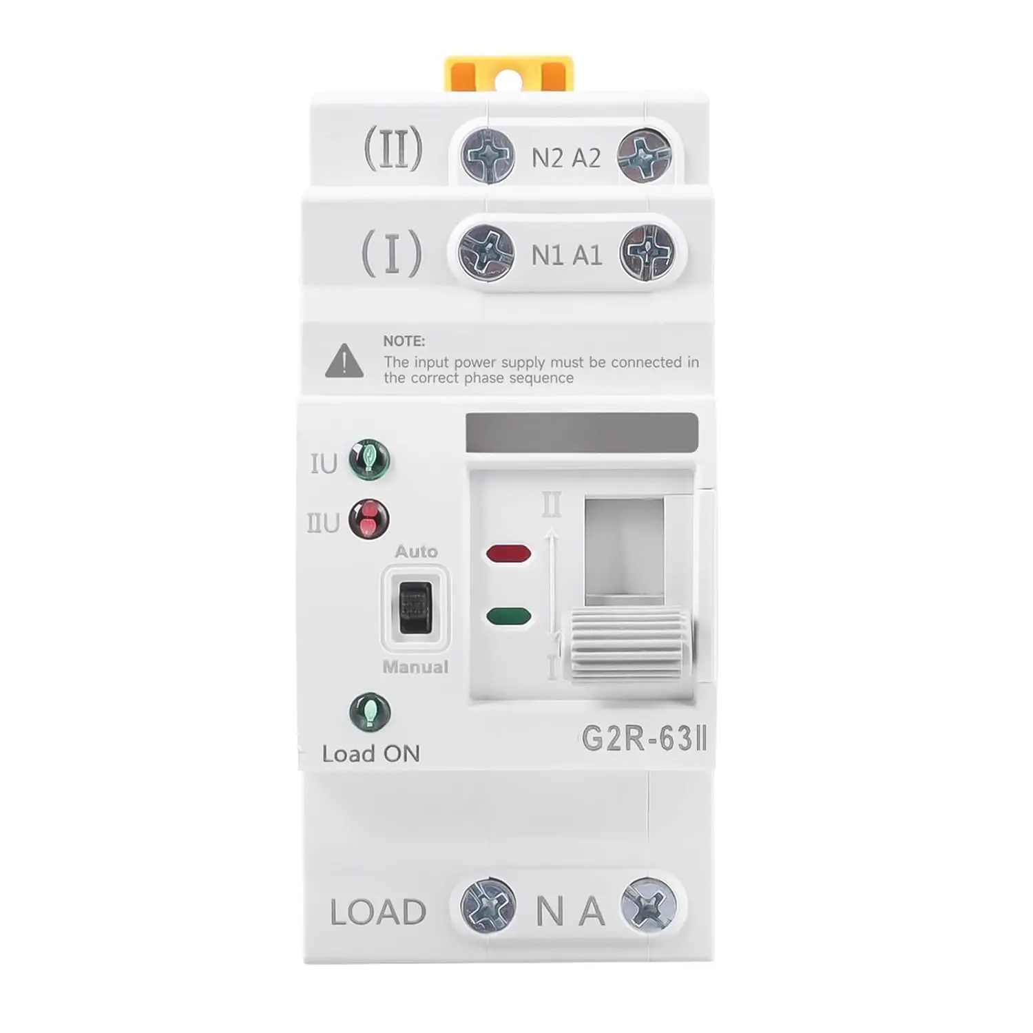 Mini ATS Dual Power Automatic Transfer Electrical Selector Switch, Din Rail Mountable, 2-Pole 63A AC110V, Uninterrupted Power Supply with Easy Installation