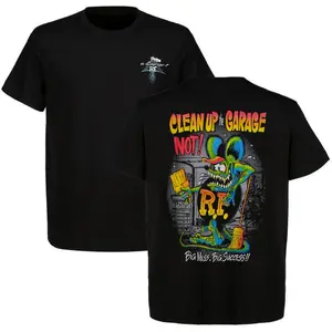 Rat Fink "Clean Up the Garage? Not!" T-Shirt – Vintage Hot Rod Cartoon Graphic Tee for Gearheads, Grease Monkeys, and Custom Garage Legends