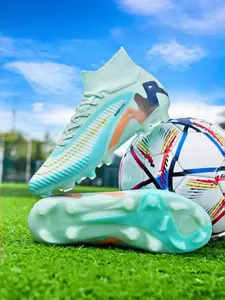 Men's Football Shoes, Sports Football Shoes, Football Boots with Long Nails, Lawn Training and Competition, Suitable for Boys Girls Students Adults, Sporty Striped Design