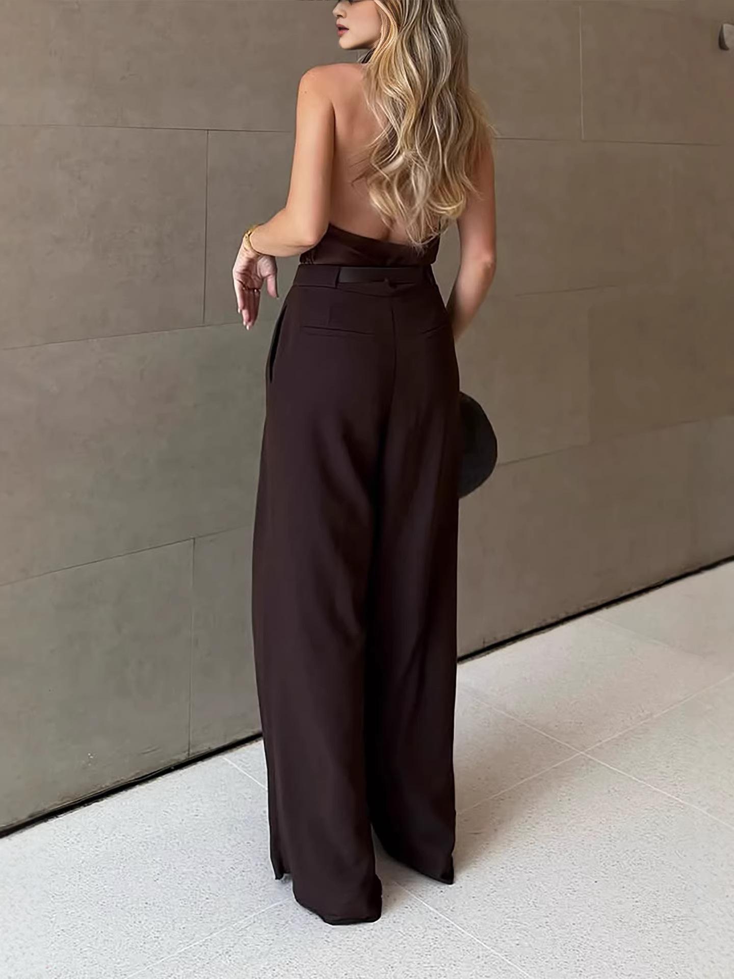 Spring/Summer New 2026 Fashionable and Elegant Commuting Casual Solid Color Women's Loose Curved Pants