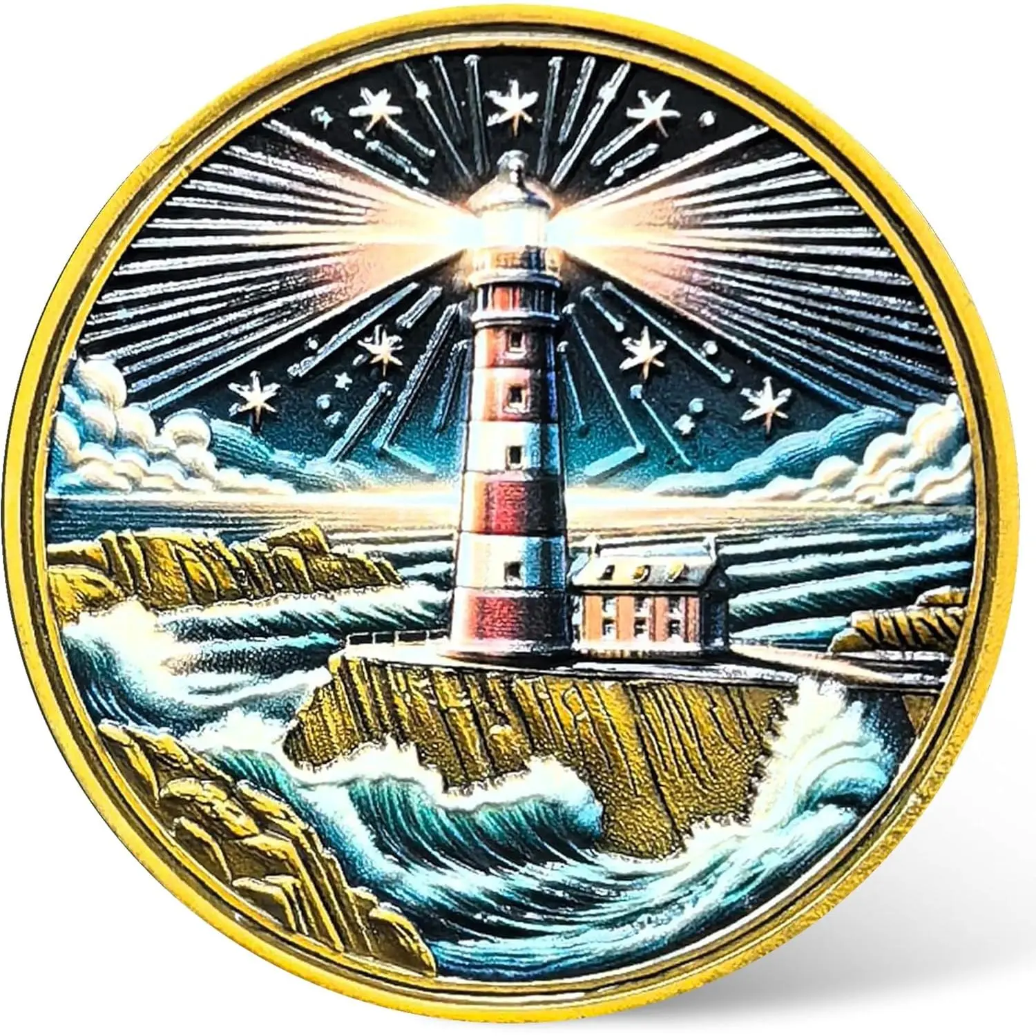 Lighthouse Sobriety Chip - 'Love The Light' Medallion for Guidance and Inspiration -  Medallion   with  Capsule