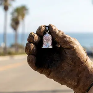 Guardian Angel Motorcycle Bell, Zinc Alloy Lucky Bell with Key Ring, Modern Style, Perfect for Holidays, Gift, Motorcycle and Bicycle Accessories