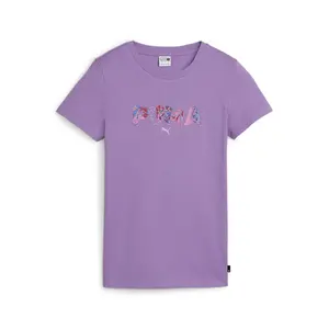 PUMA Womens Shape Of Flora Crew Neck Short Sleeve Casual Tops Casual - Purple