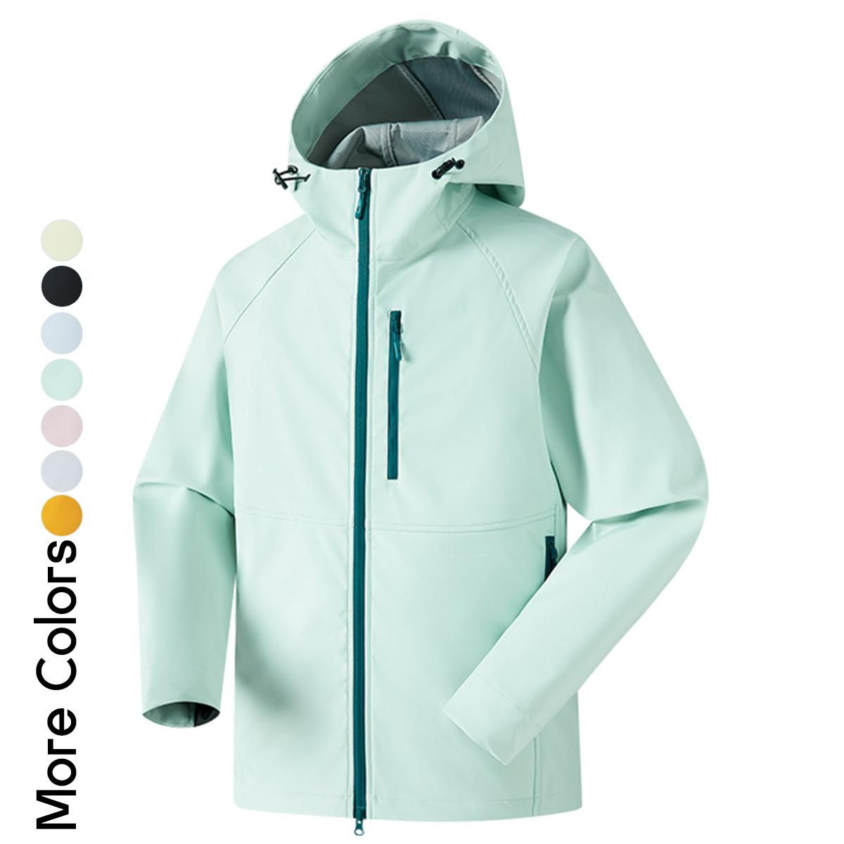 Women's Pastel Color Block Outdoor Jacket, Slim Fit Hooded Sporty Windbreaker, Lightweight Activewear Coat with Contrast Zipper for Spring & Autumn