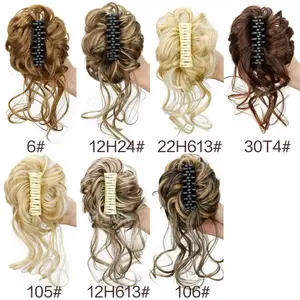 Messy Bun Hair Synthetic Clip Curly Wigs Women's Claw Extension Chignon Hairpiece Real Human Hair Buns Washable Elastic Strap