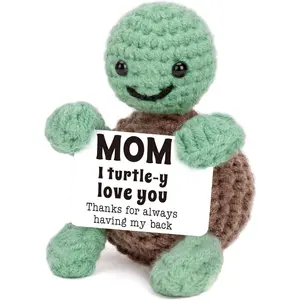 Mini Funny Turtle Mothers Day Mom Gifts from Daughter Son, Birthday Gifts for New Bonus Step Mom Mama Mother in Law, I Love You Small Cute Stuff Things, Handmade Emotional Positive Crochet Turtle