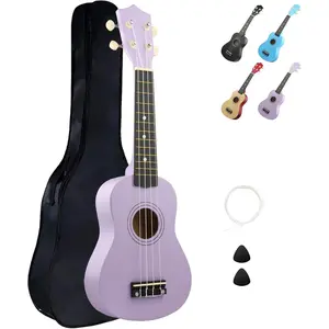 Soprano Ukulele  Ukulele for Beginners - 21" Small Guitar Ukulele with Gig Bag, 1 Standby String and 2 Picks (Purple)