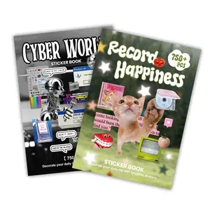 Light & Dark Aesthetic Collage Sticker Book(Multi-Style) - 30 Sheets 750+ Pre-Cut Rainbow Kawaii & Vintage Retro Tech Stickers for Junk Journals Scrapbooking Collage & DIY