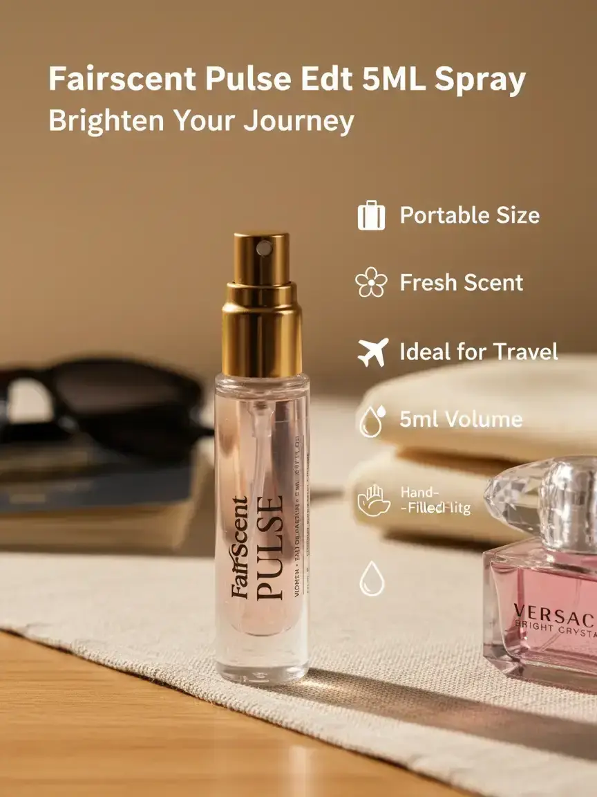 Bright Crystal Scent Decant, 5 mL Travel Size Eau de Toilette for Women with Fresh Pomegranate & Floral Notes, Liquid Perfume Atomizer, Adults, Feminine Energy, Fresh Floral, Single Item, Citrus