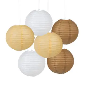 10" Kraft Paper Hanging Paper Lanterns - 6 Pc.