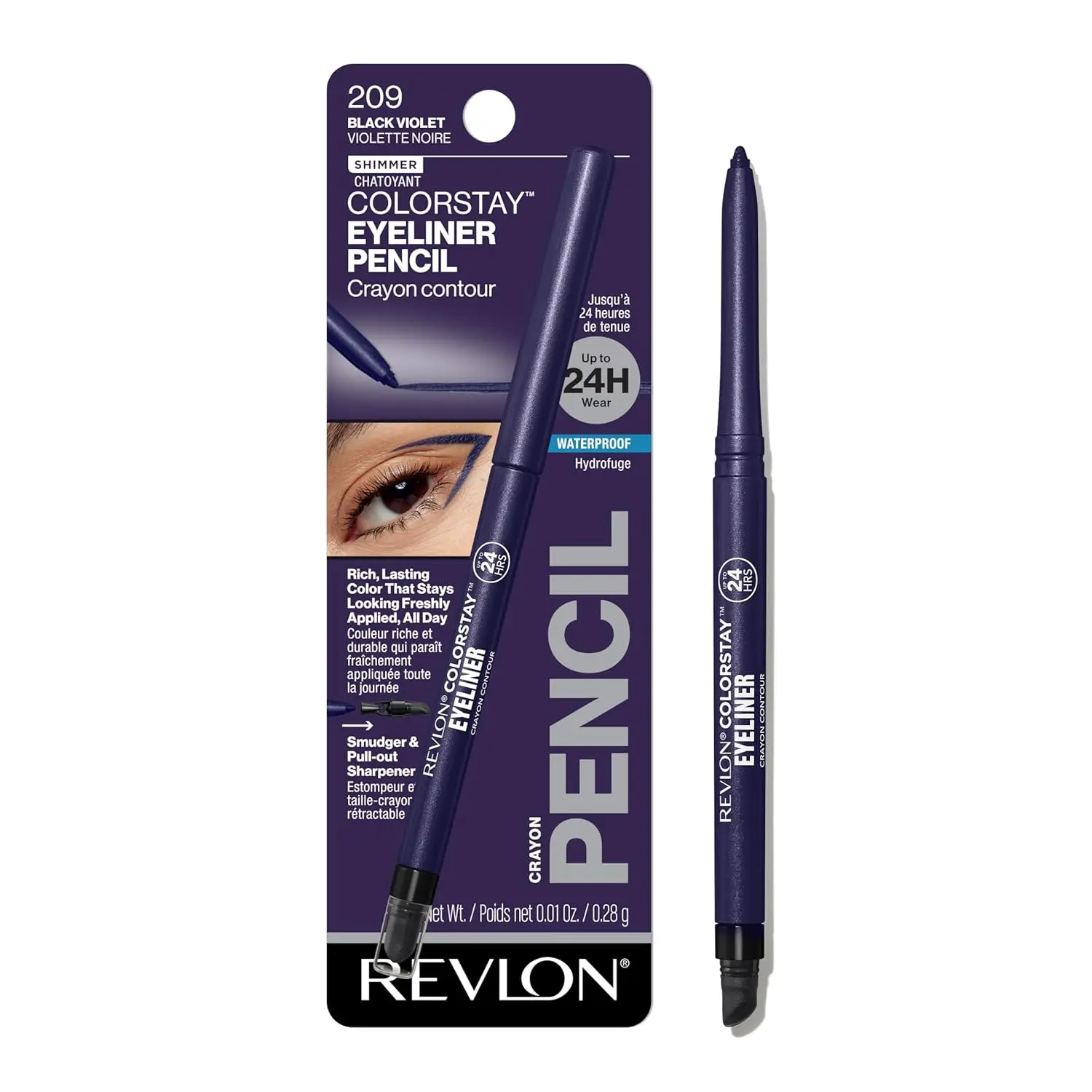 Revlon ColorStay Pencil Waterproof Eyeliner, Smudge-Proof, Eye Makeup with Built-In Sharpener, Long-Lasting, Matte Finish, 202 Black Brown, 0.01 oz