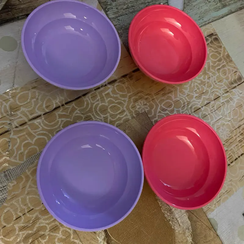 Mimi 4-Piece Purple and Blush Pink Cereal Bowl Serving set. The kitchen