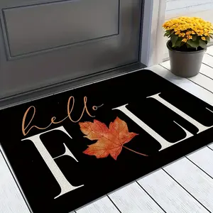 A Rectangular Welcome Mat Featuring an Autumn Thanksgiving Maple Leaf Design, Made of Non-Slip Washable Polyester.It Is Soft And Comfortable with Flannel Material, Easy to Clean, And Ideal for Use in Entryways, Bedrooms, Porches, Laundry Rooms