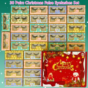 30 Pairs Natural Medium False Eyelashes Christmas Pack,3D Effect C/D Curl Synthetic Fiber Lashes,Randomly Packed Styles Mixed Length,Resuable and soft,round eye & cat eye style,Unicorn Gift Pack Box,Gift for Family for Christmas