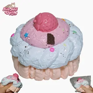 Cupcake Squishy, Handmade taba squishy, Food-Grade Silicone Slow-Rising Rebound Squishy, Sticky Squeeze Toys Gift, Fidget Toys for Stress Relief, Non-Toxic Sensory Toys (7.05oz/200g)