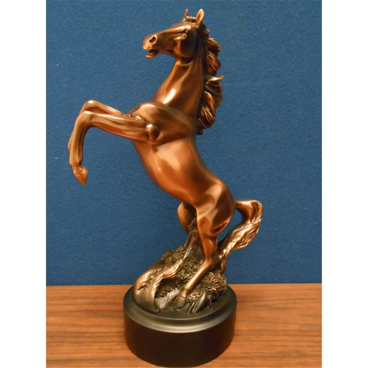212 MAIN Bronze-Plated Howling Rearing Horse Statue - 8.55x13 in, Nature Treasure Design, Artisanal Craft, Collectible Cultural Ornament, Decoration, Ideal Gift Item